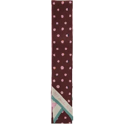 Multicolor Scarf with Polka Dot Pattern and Logo Lettering in Silk Woman