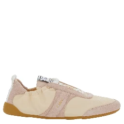 Kick Beige Sneaker with Side Lettering Logo and Elasticated Details in Fabric Woman
