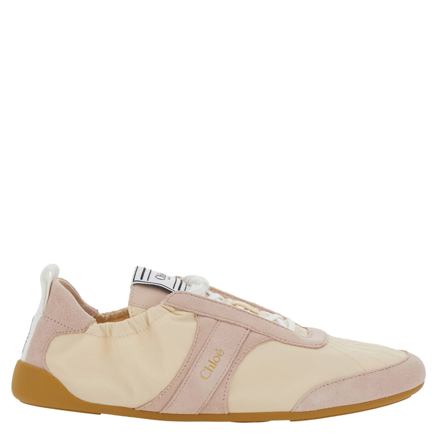 Kick Beige Sneaker with Side Lettering Logo and Elasticated Details in Fabric Woman