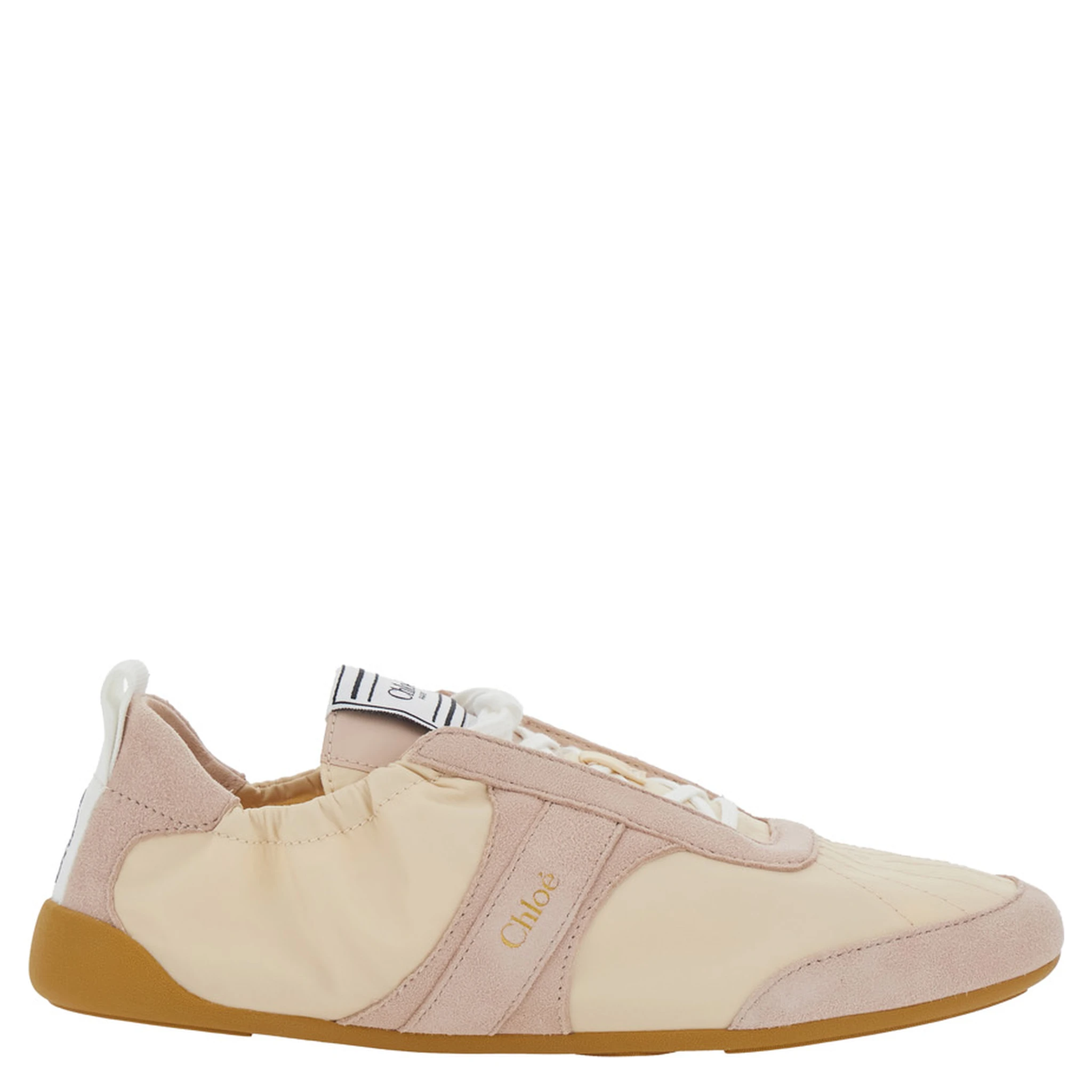 Kick Beige Sneaker with Side Lettering Logo and Elasticated Details in Fabric Woman