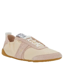 Kick Beige Sneaker with Side Lettering Logo and Elasticated Details in Fabric Woman