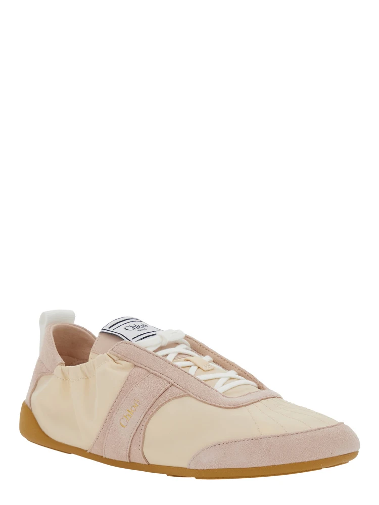 Kick Beige Sneaker with Side Lettering Logo and Elasticated Details in Fabric Woman alternative
