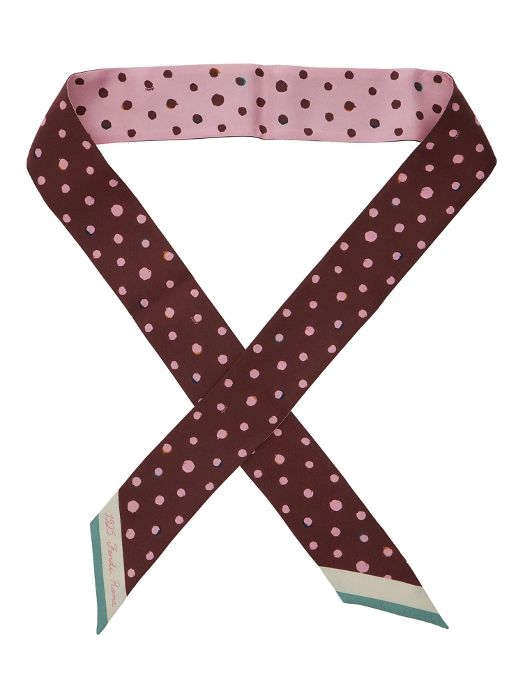 Multicolor Scarf with Polka Dot Pattern and Logo Lettering in Silk Woman alternative