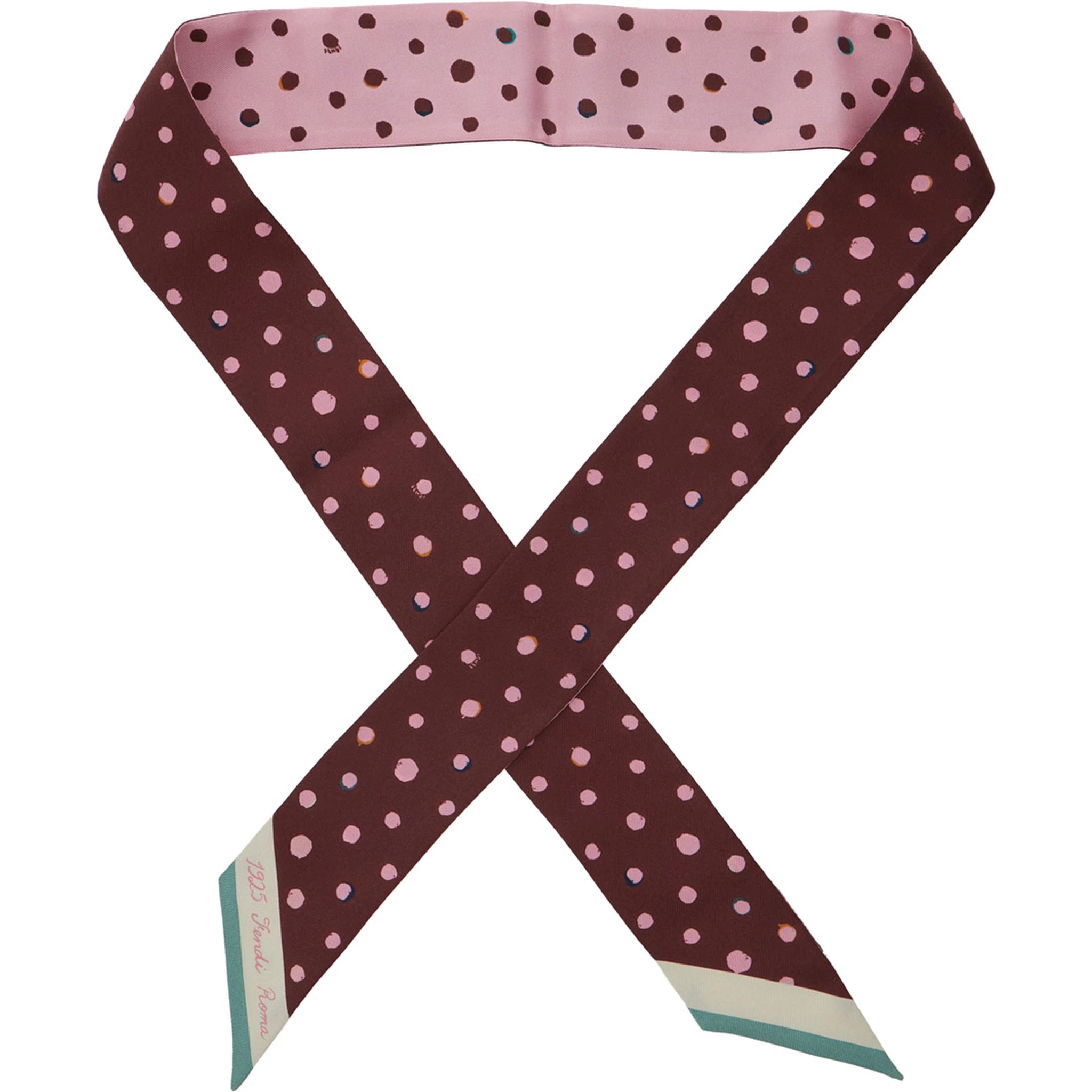 Multicolor Scarf with Polka Dot Pattern and Logo Lettering in Silk Woman