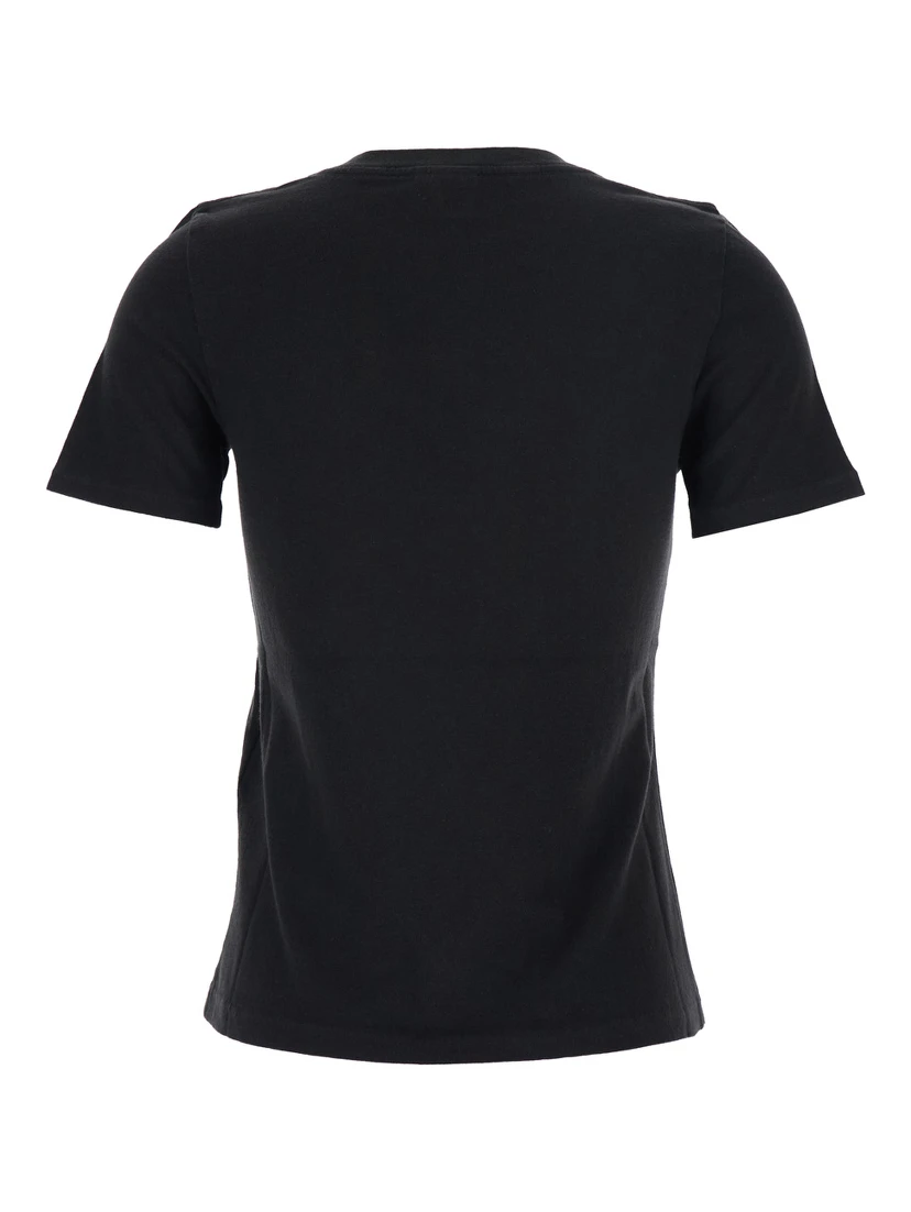 Black Crewneck T-Shirt with Maxi Logo Print on the Front in Cotton Woman
