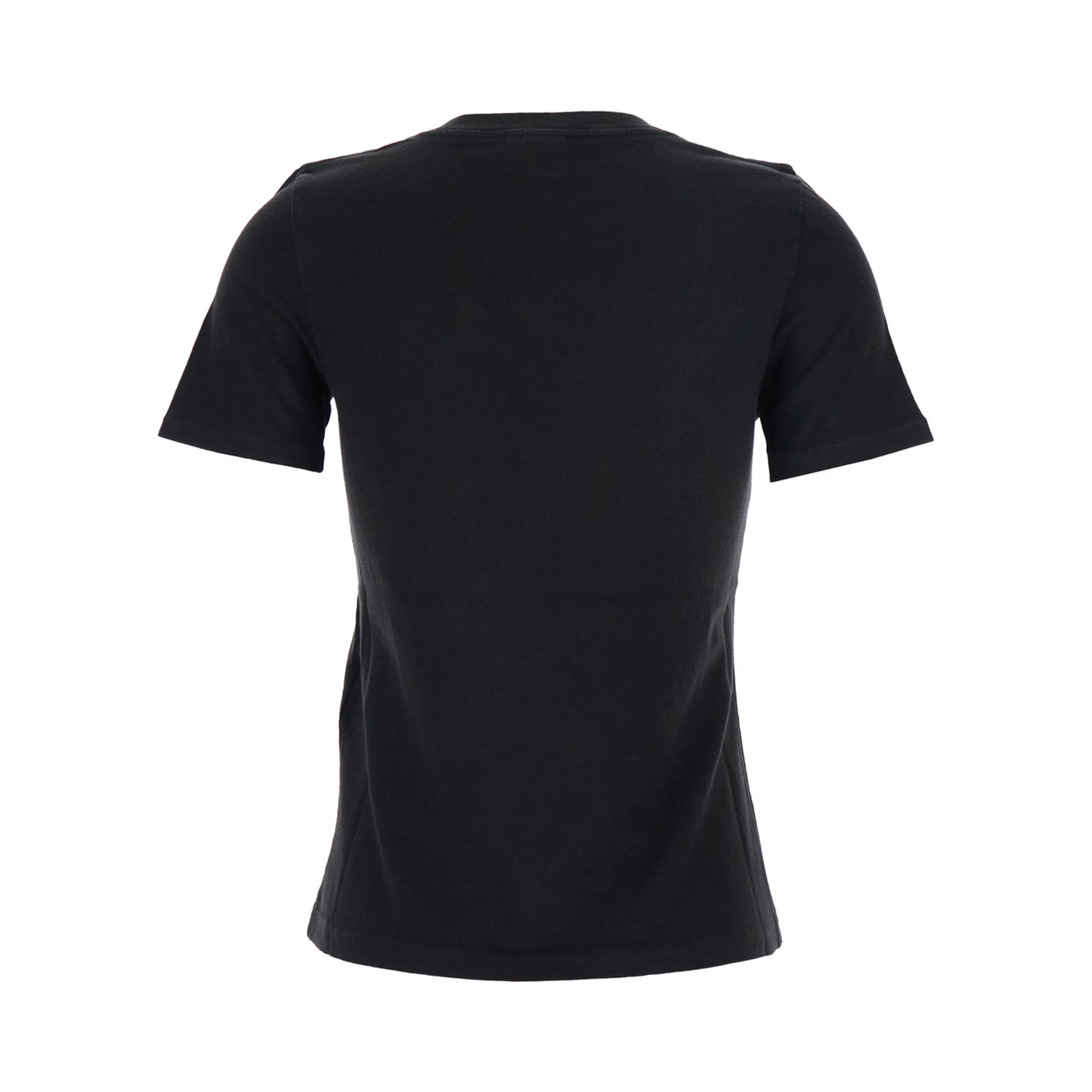 Black Crewneck T-Shirt with Maxi Logo Print on the Front in Cotton Woman