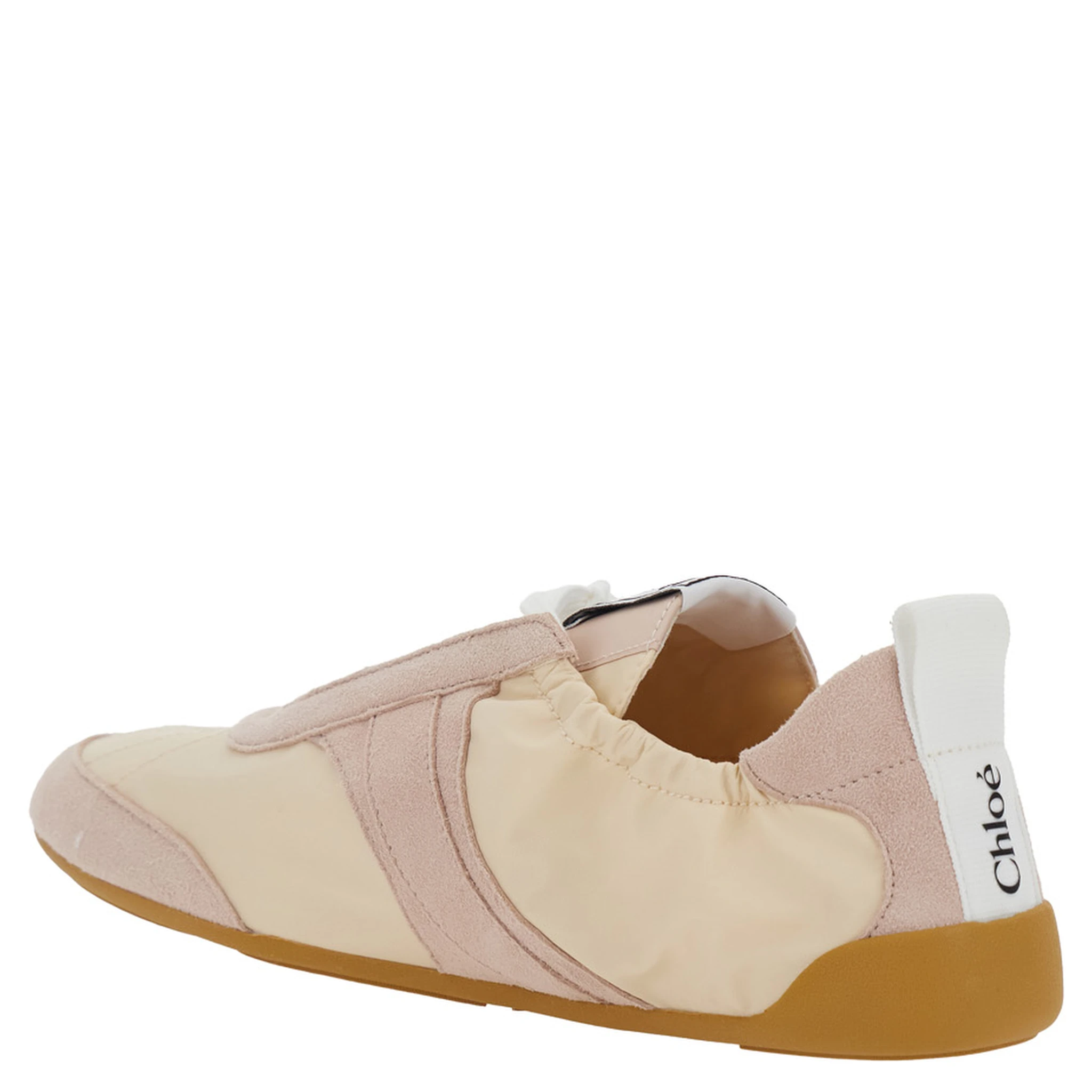 Kick Beige Sneaker with Side Lettering Logo and Elasticated Details in Fabric Woman