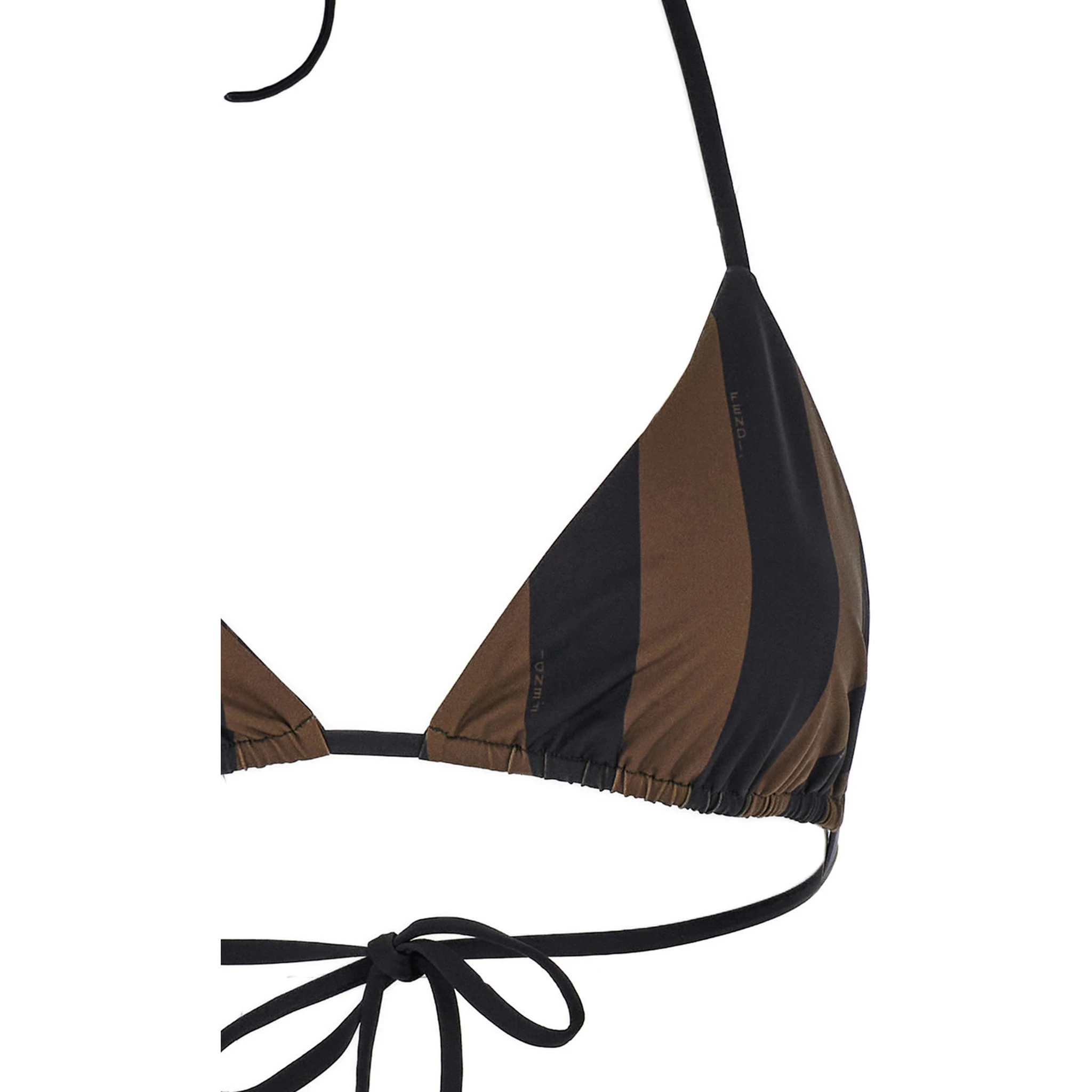 Brown Reversible Bikini with Adjustable Tie Closure and All-Over Stripe Motif in Tech Fabric Stretch Woman