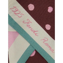 Multicolor Scarf with Polka Dot Pattern and Logo Lettering in Silk Woman