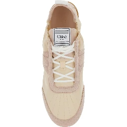 Kick Beige Sneaker with Side Lettering Logo and Elasticated Details in Fabric Woman
