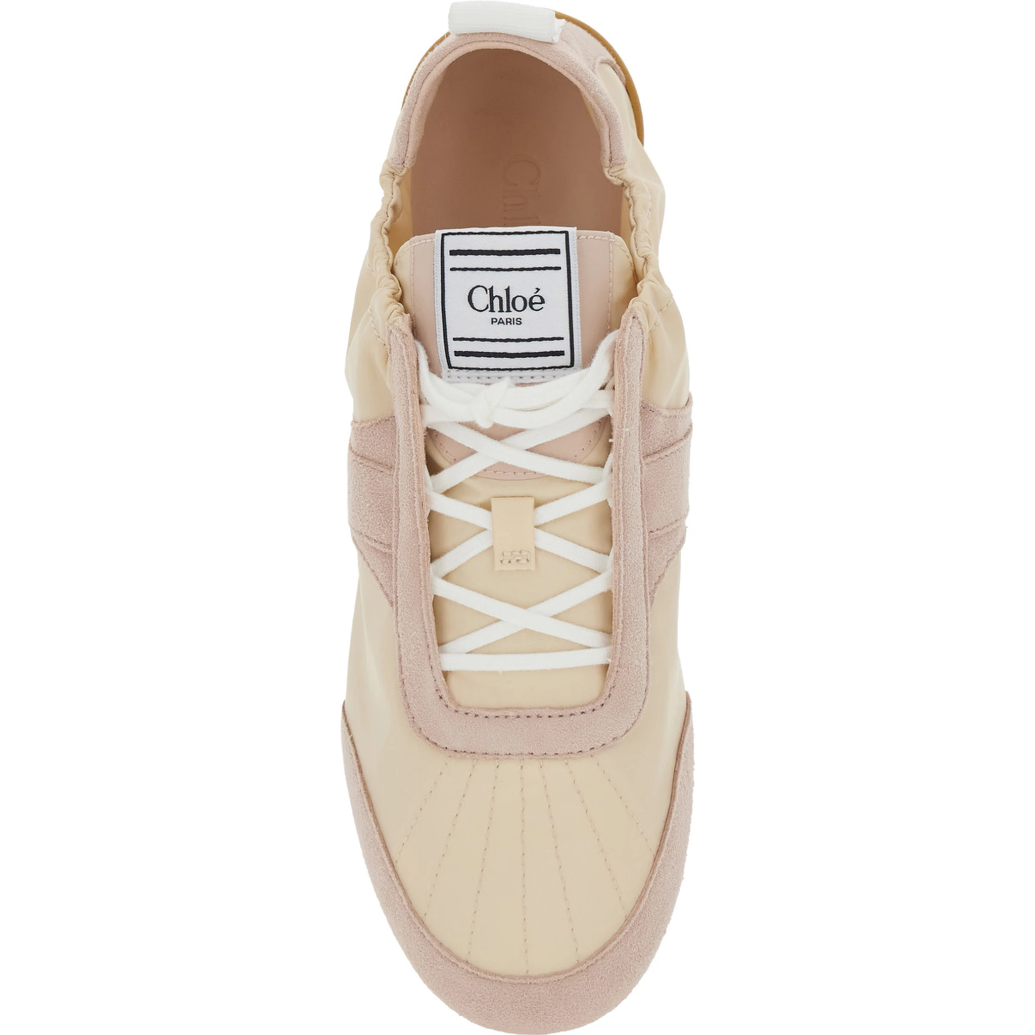 Kick Beige Sneaker with Side Lettering Logo and Elasticated Details in Fabric Woman