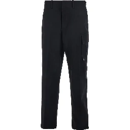 Black Pants with Cargo Pocket on the Side and FF Embroidery on the Pocket in Cotton Man