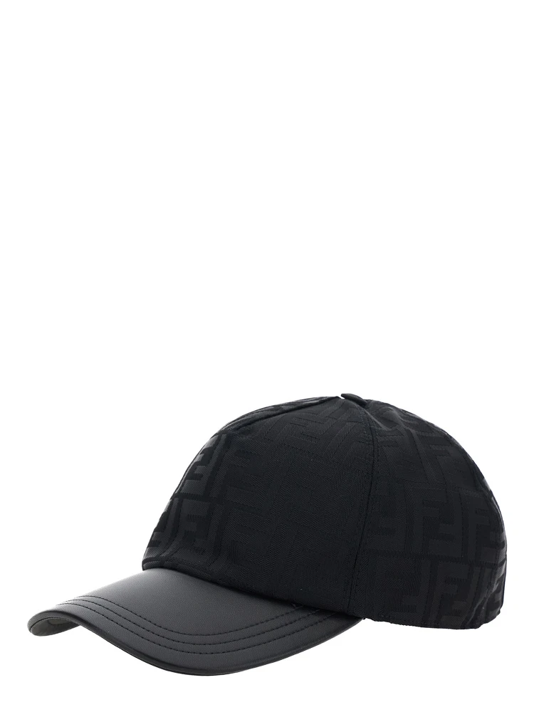 Black Baseball Cap with Curved Brim in FF Canvas Man