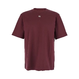 Bordeaux Crewneck T-Shirt with FF Plaque on the Front in Cotton Man