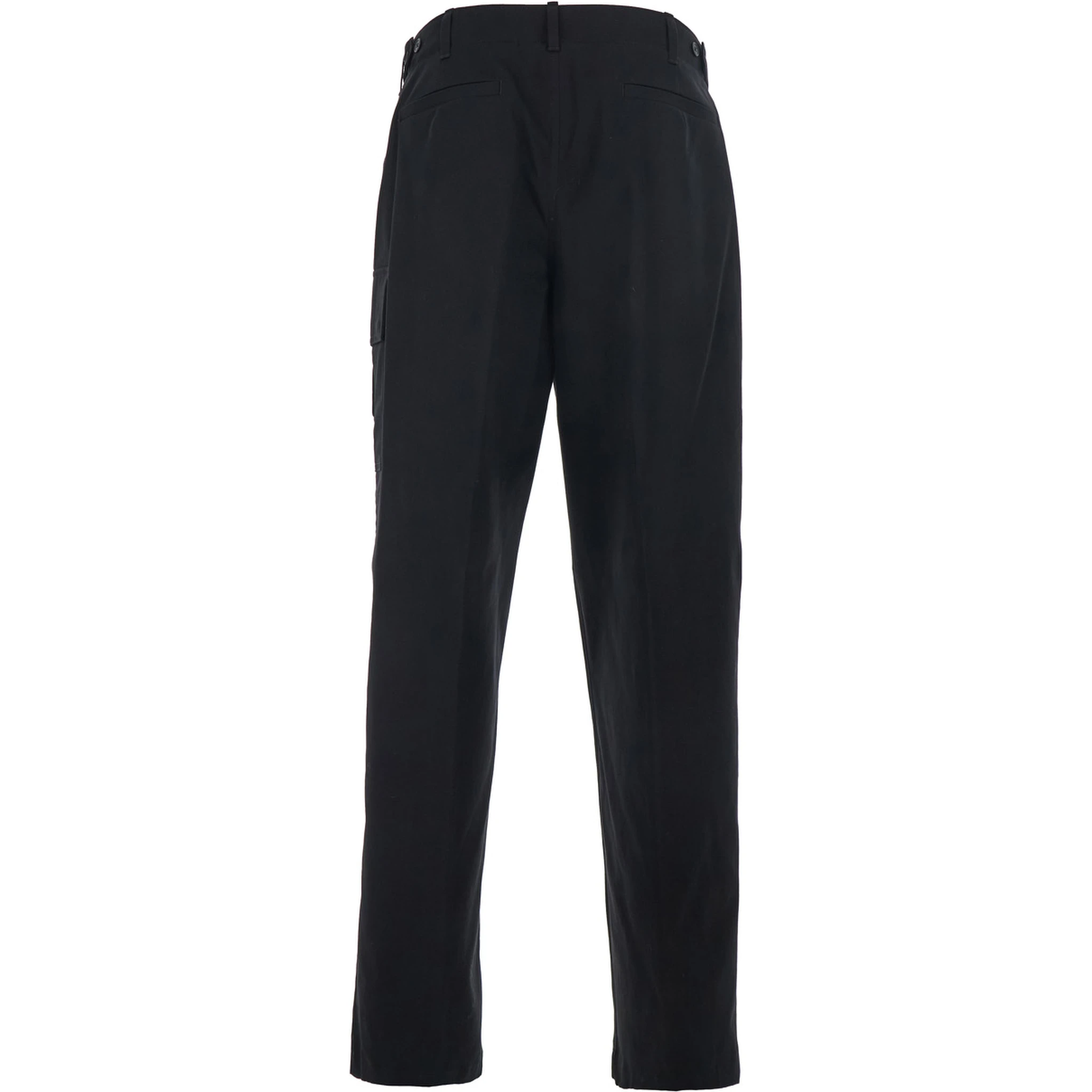Black Pants with Cargo Pocket on the Side and FF Embroidery on the Pocket in Cotton Man