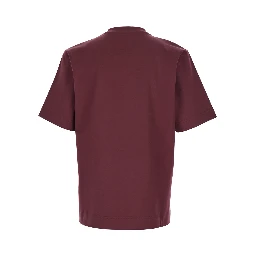 Bordeaux Crewneck T-Shirt with FF Plaque on the Front in Cotton Man