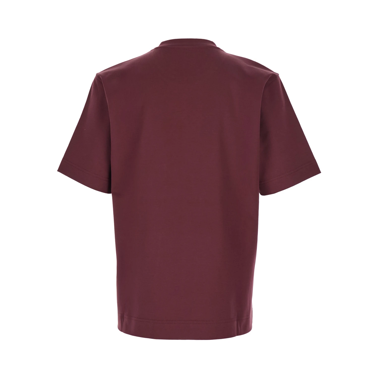 Bordeaux Crewneck T-Shirt with FF Plaque on the Front in Cotton Man