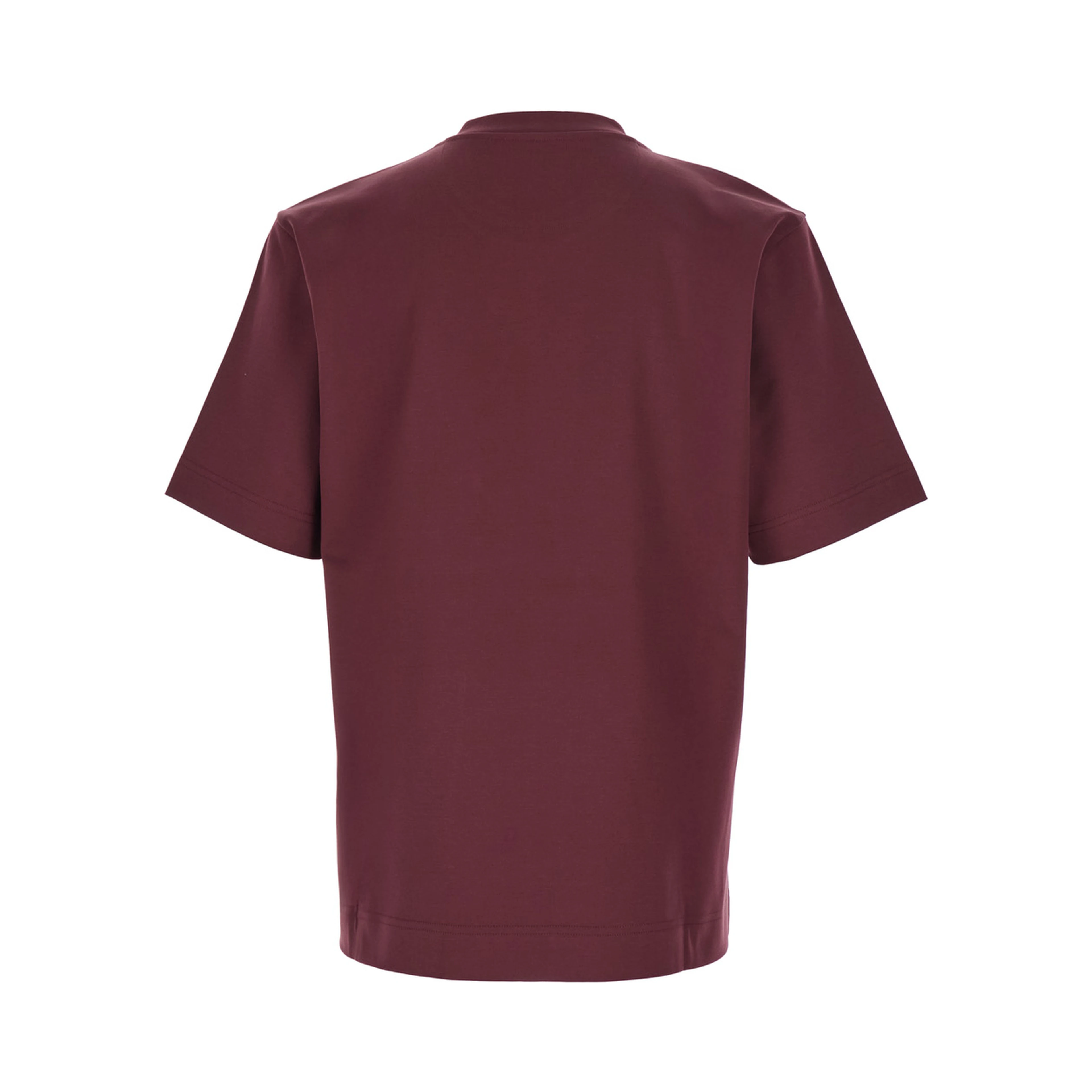 Bordeaux Crewneck T-Shirt with FF Plaque on the Front in Cotton Man