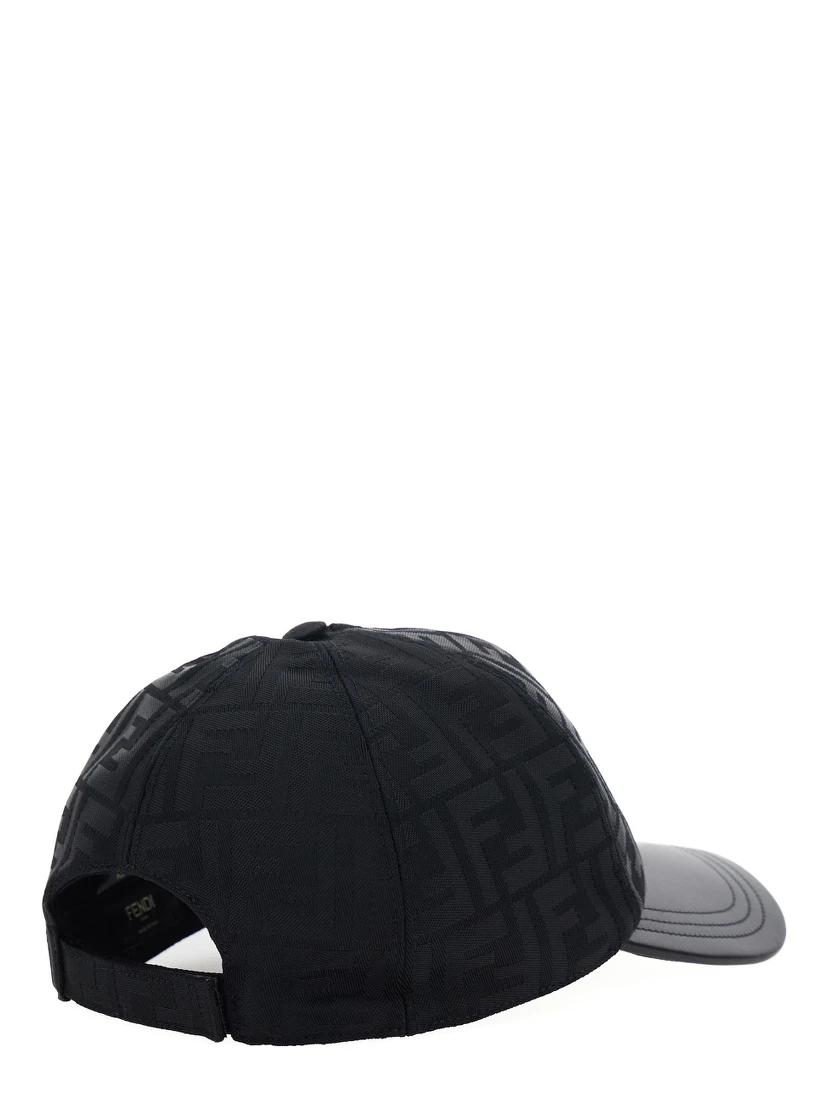 Black Baseball Cap with Curved Brim in FF Canvas Man