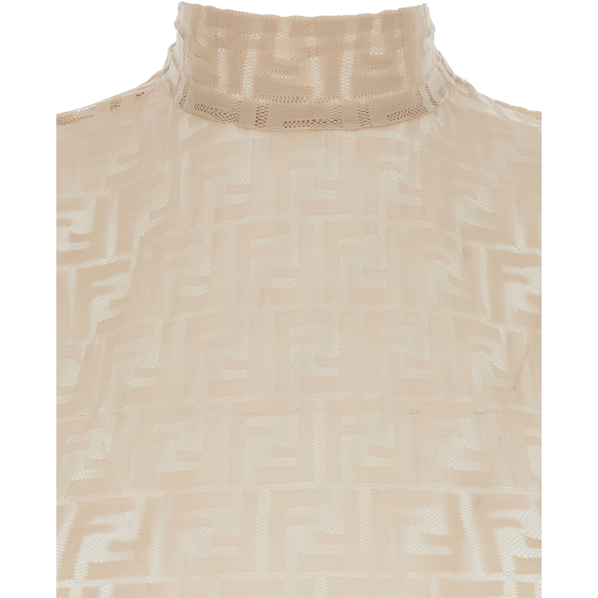 White Crewneck Sleeveless Top with All-Over FF Motif and Rear Zip Closure in Tech Fabric Stretch Woman