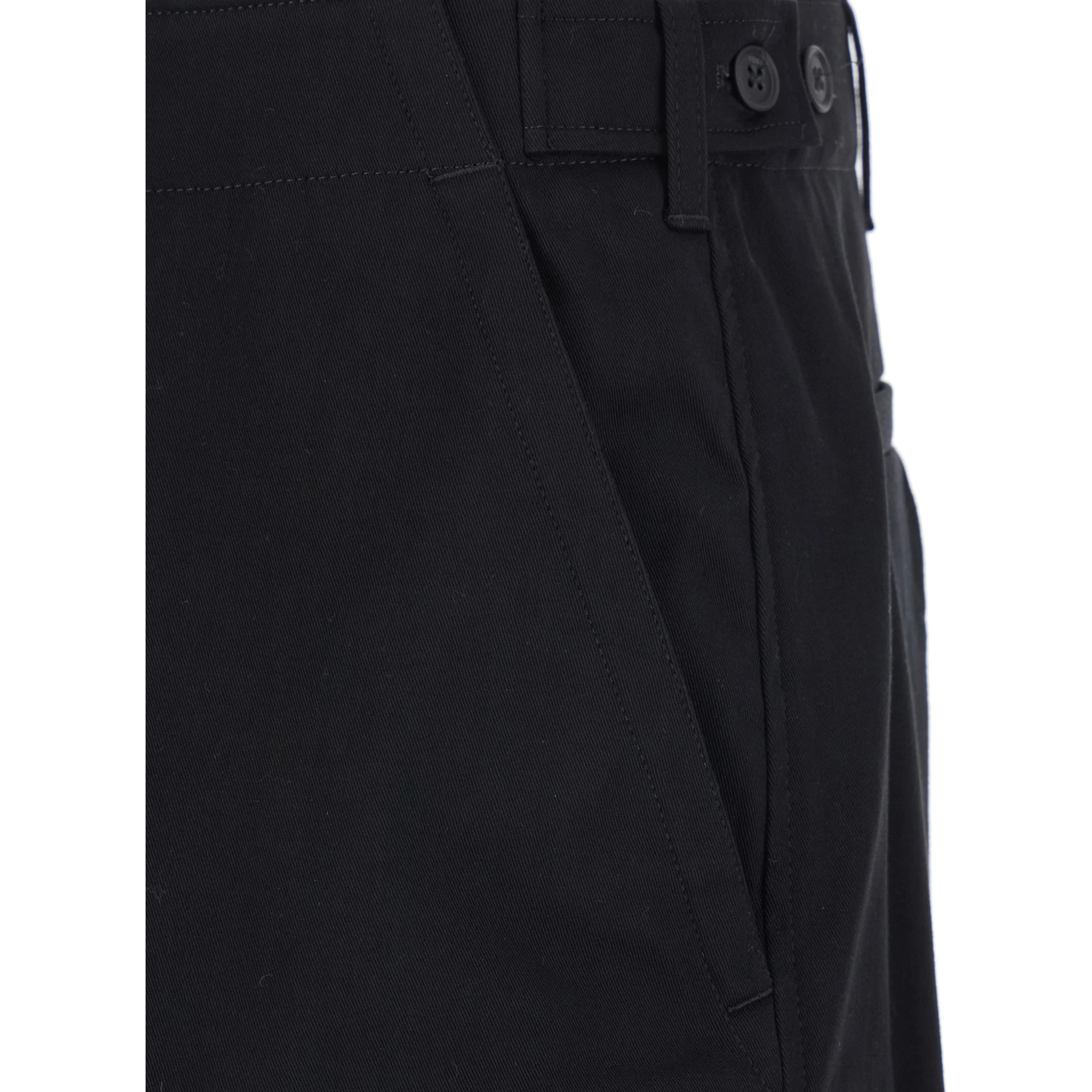 Black Pants with Cargo Pocket on the Side and FF Embroidery on the Pocket in Cotton Man