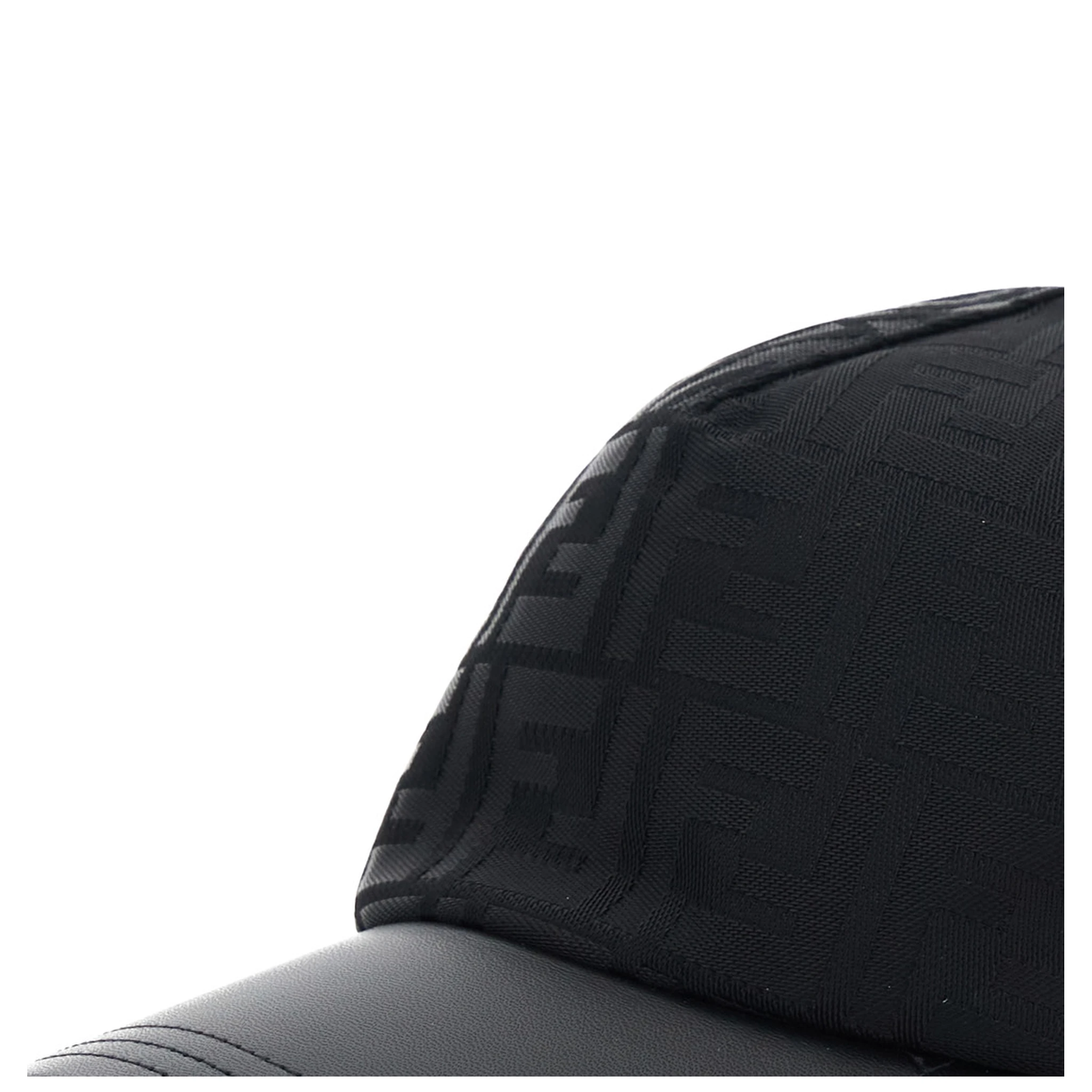 Black Baseball Cap with Curved Brim in FF Canvas Man