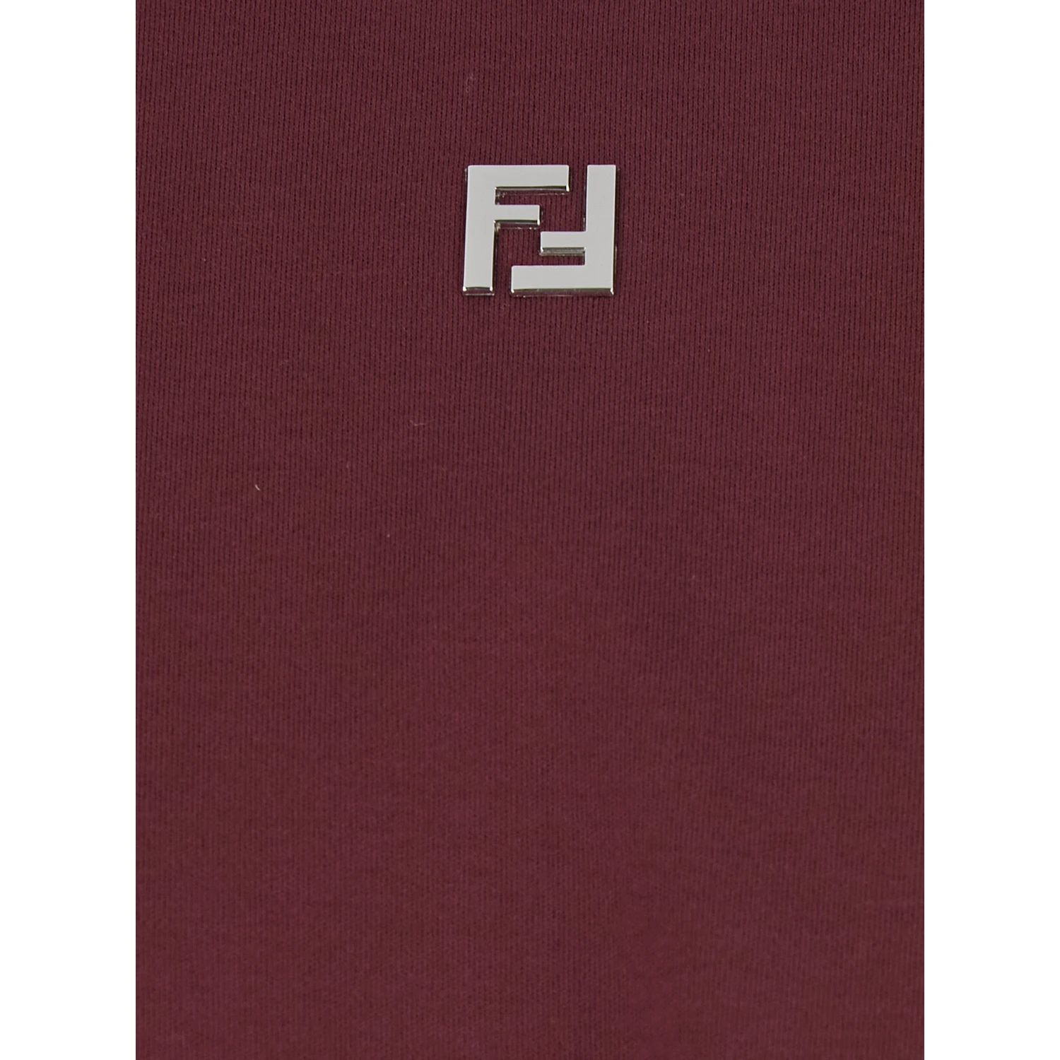 Bordeaux Crewneck T-Shirt with FF Plaque on the Front in Cotton Man