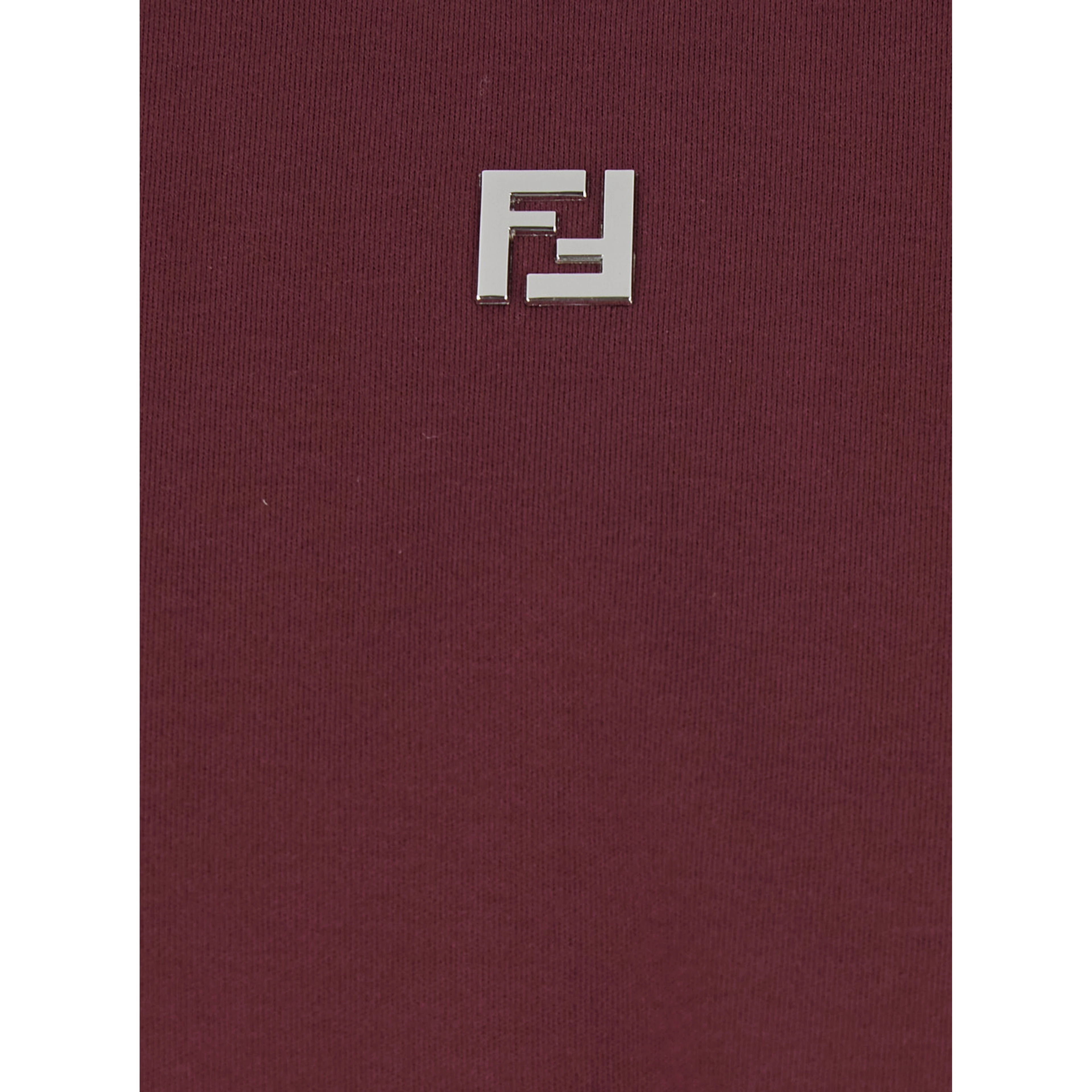 Bordeaux Crewneck T-Shirt with FF Plaque on the Front in Cotton Man