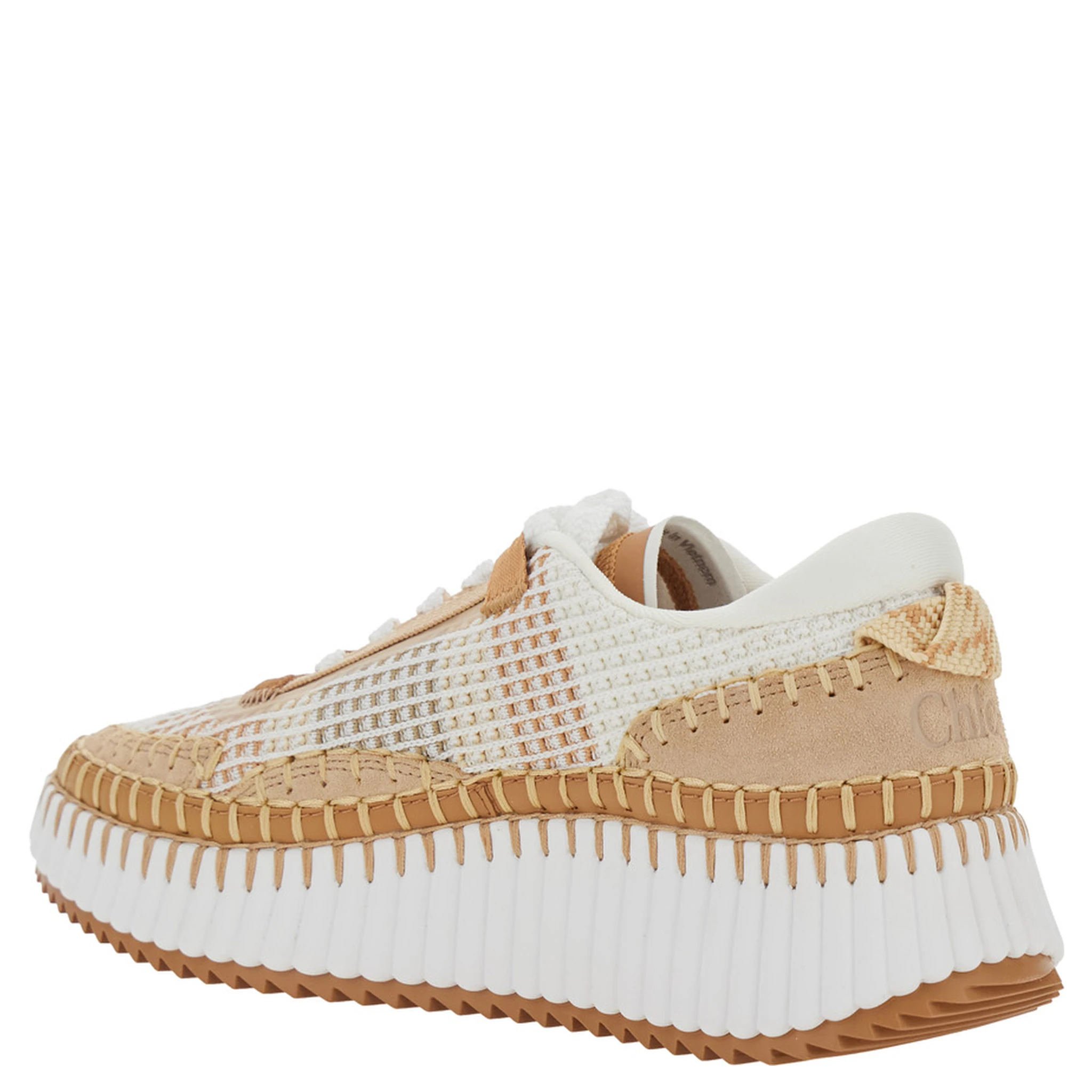 Nama Beige Sneaker with All-Over Stitching in Fabric Woman