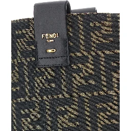 Black Boots with All-Over FF Motif and Side Lettering Logo in Leather and Fabric Woman