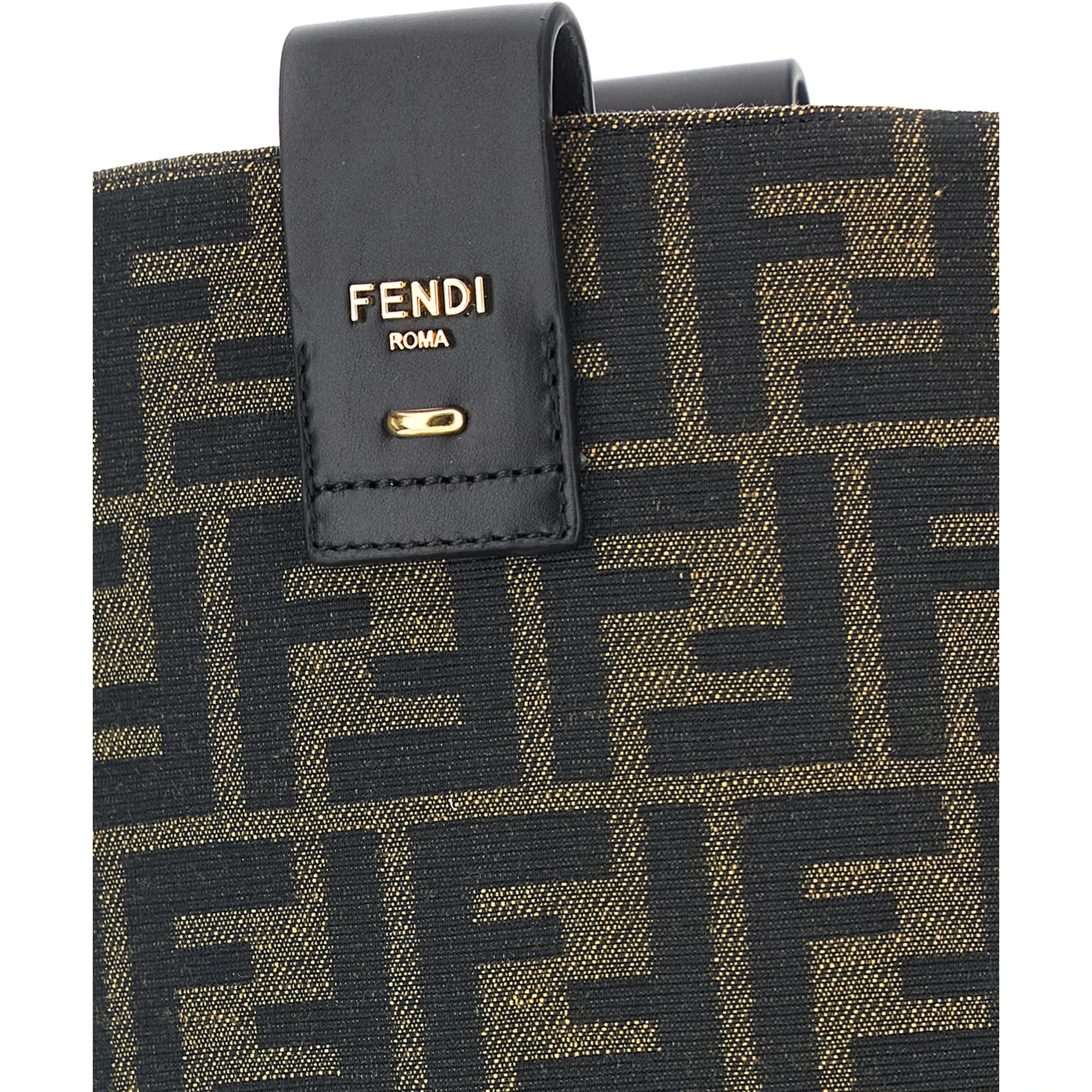 Black Boots with All-Over FF Motif and Side Lettering Logo in Leather and Fabric Woman