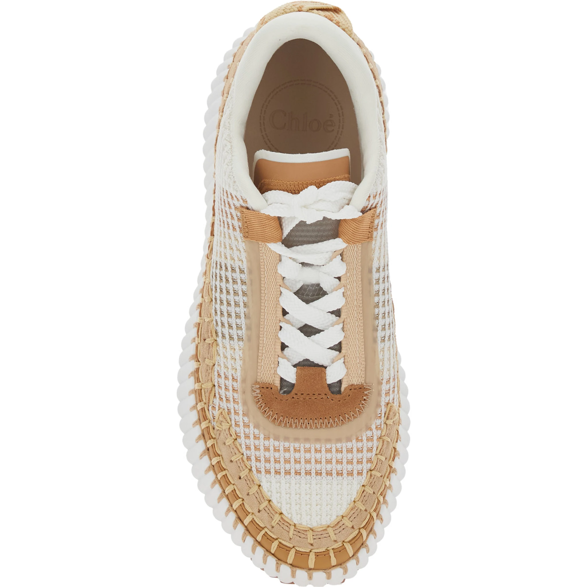 Nama Beige Sneaker with All-Over Stitching in Fabric Woman