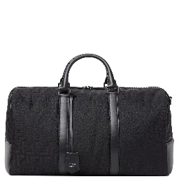 Black Suitcase with Adjustable and Removable Shoulder Strap and Padlock with Logo Lettering in Tech Fabric Man