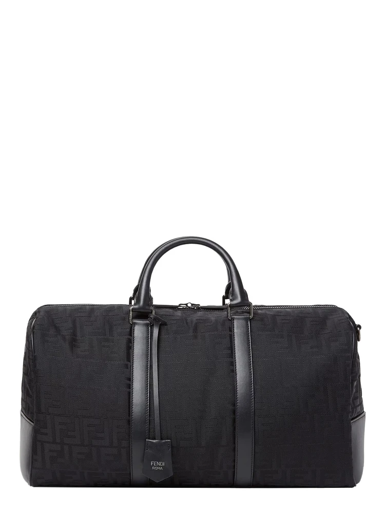 Black Suitcase with Adjustable and Removable Shoulder Strap and Padlock with Logo Lettering in Tech Fabric Man