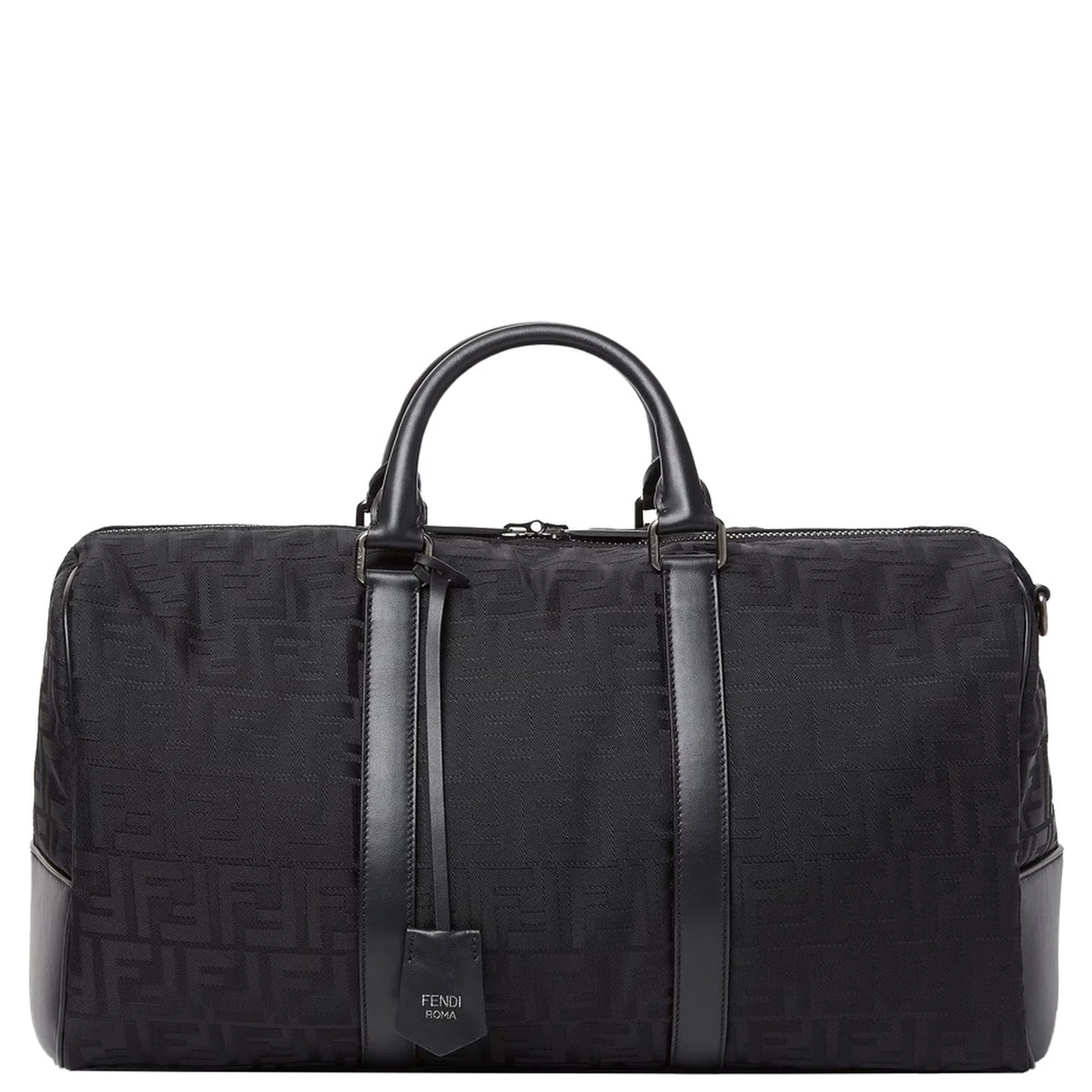 Black Suitcase with Adjustable and Removable Shoulder Strap and Padlock with Logo Lettering in Tech Fabric Man