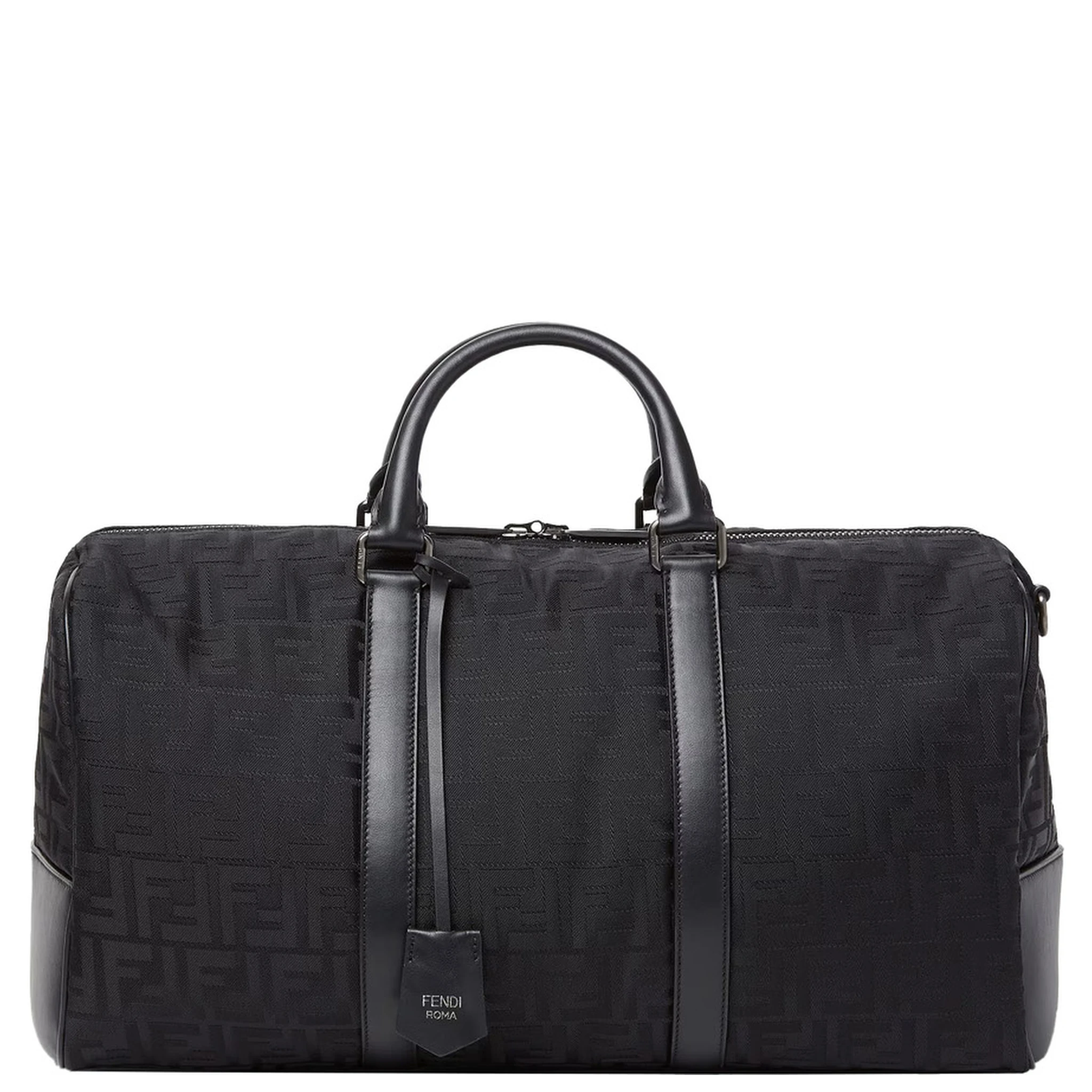 Black Suitcase with Adjustable and Removable Shoulder Strap and Padlock with Logo Lettering in Tech Fabric Man