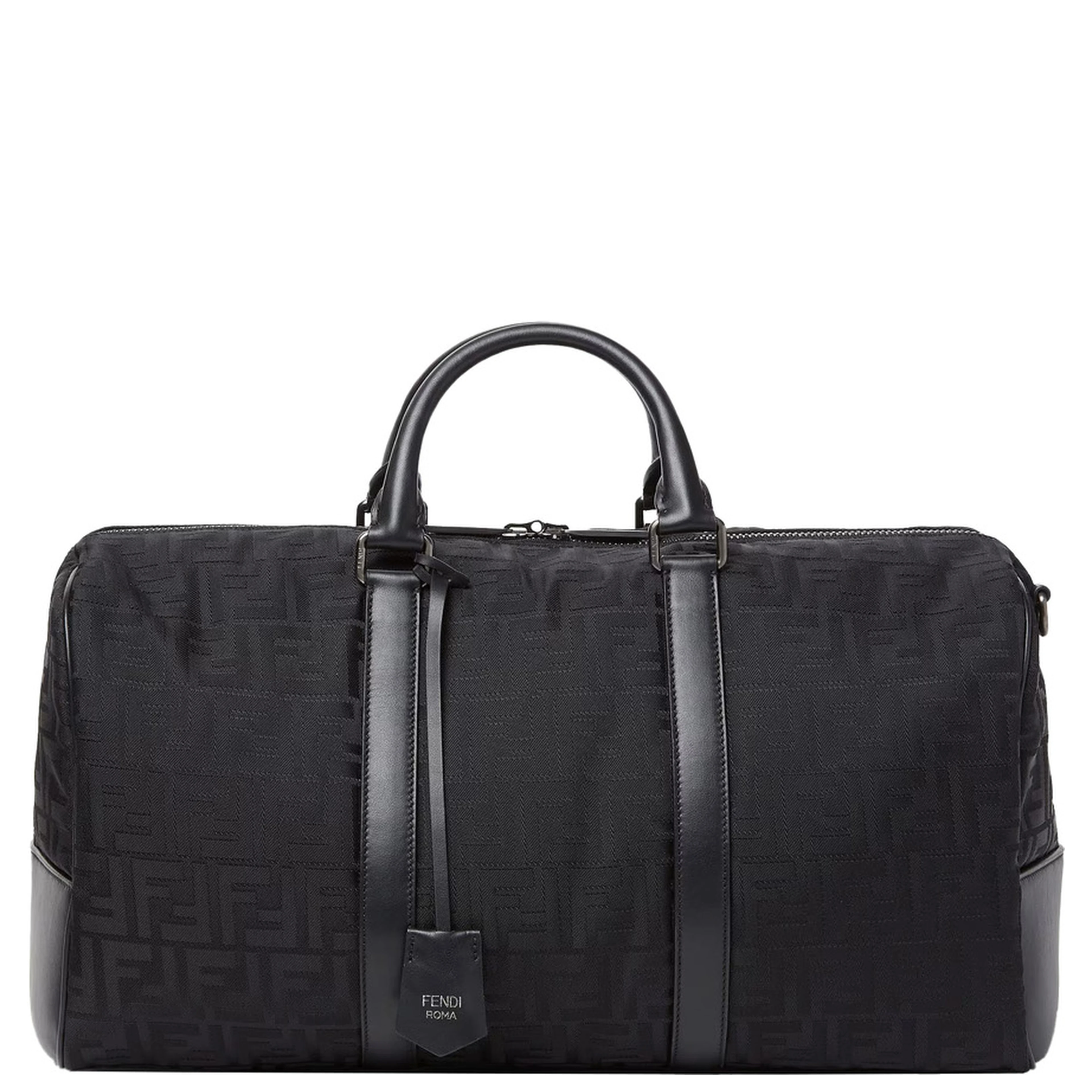 Black Suitcase with Adjustable and Removable Shoulder Strap and Padlock with Logo Lettering in Tech Fabric Man
