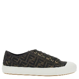 Brown Sneaker with All-Over FF Motif in Fabric Man