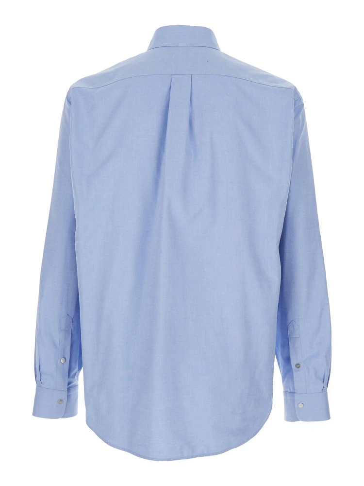 Light Blue Shirt with Button-Down Collar and FF Embroidery on the Front in Cotton Man alternative