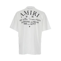 White Crewneck T-Shirt with Logo Lettering on Front and Rear in Cotton Man