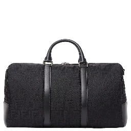 Black Suitcase with Adjustable and Removable Shoulder Strap and Padlock with Logo Lettering in Tech Fabric Man