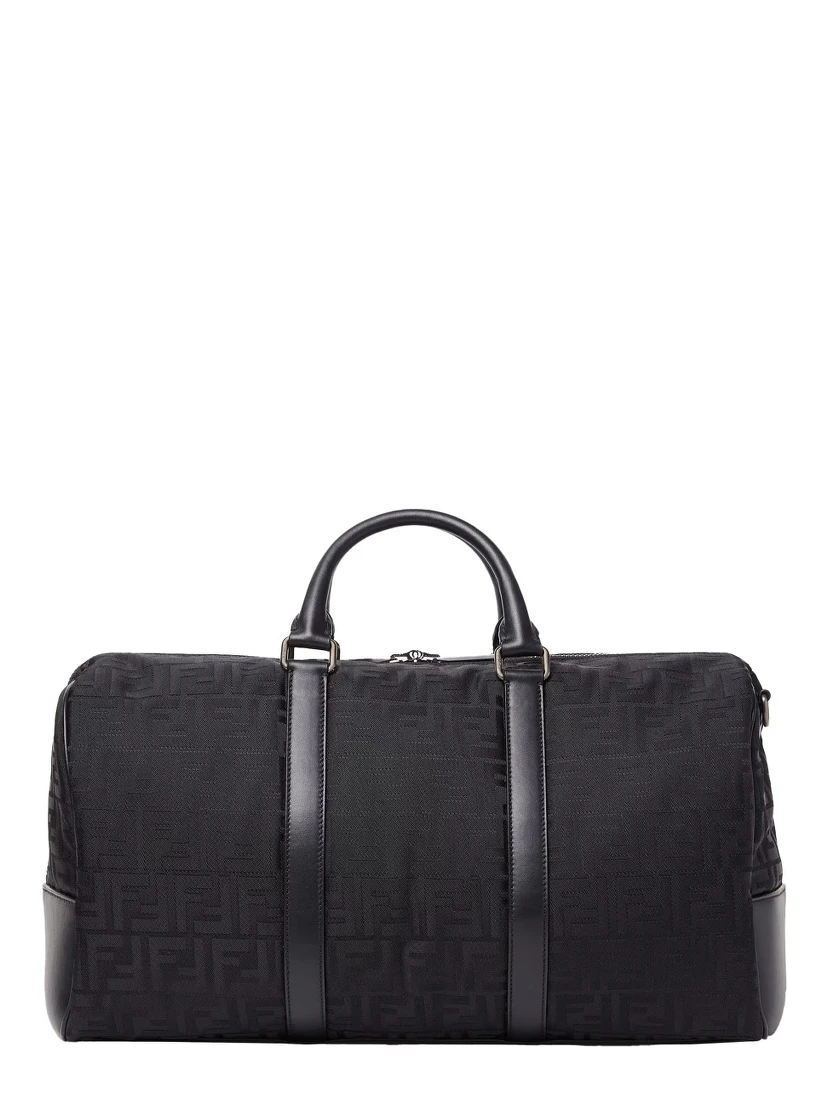 Black Suitcase with Adjustable and Removable Shoulder Strap and Padlock with Logo Lettering in Tech Fabric Man