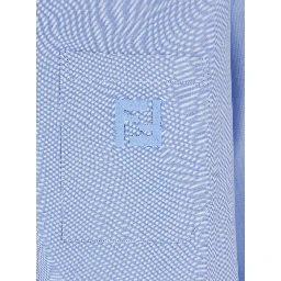 Light Blue Shirt with Button-Down Collar and FF Embroidery on the Front in Cotton Man