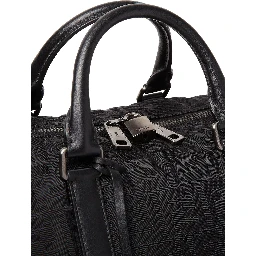 Black Suitcase with Adjustable and Removable Shoulder Strap and Padlock with Logo Lettering in Tech Fabric Man