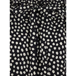 Black Blouse with High Neck and All-Over Polka Dot Motif in SIlk Woman