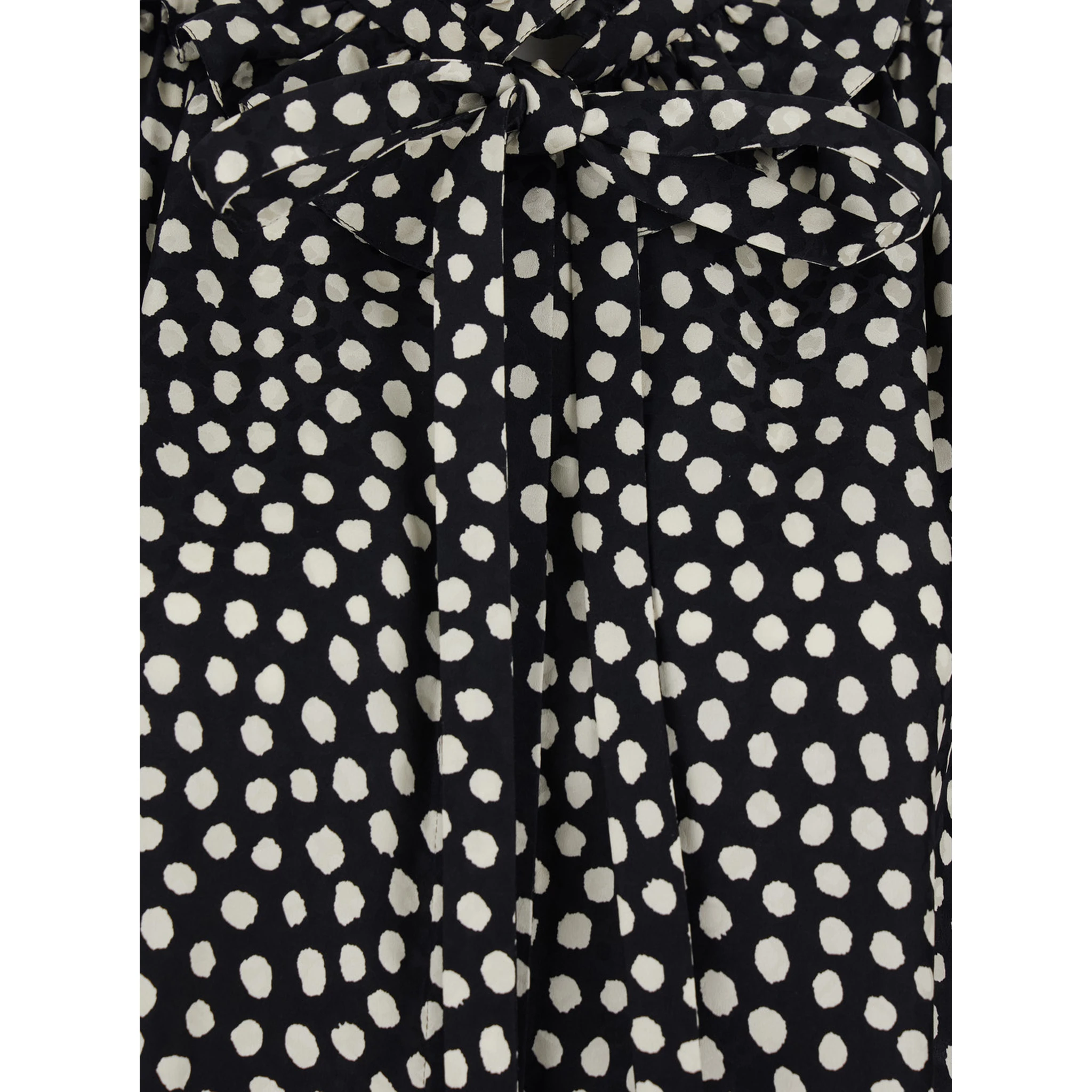 Black Blouse with High Neck and All-Over Polka Dot Motif in SIlk Woman