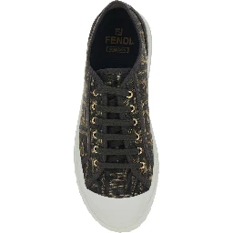 Brown Sneaker with All-Over FF Motif in Fabric Man