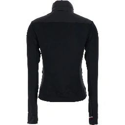 Black Jacket with High Neck and Logo Patch on the Sleeve in Tech Fabric Woman