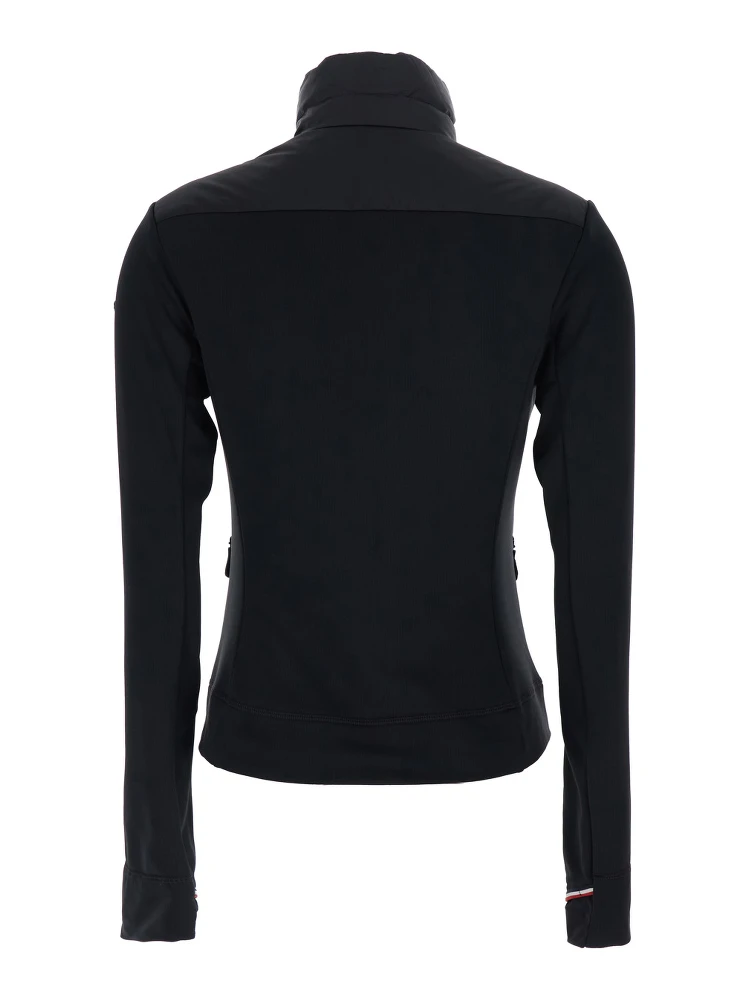 Black Jacket with High Neck and Logo Patch on the Sleeve in Tech Fabric Woman