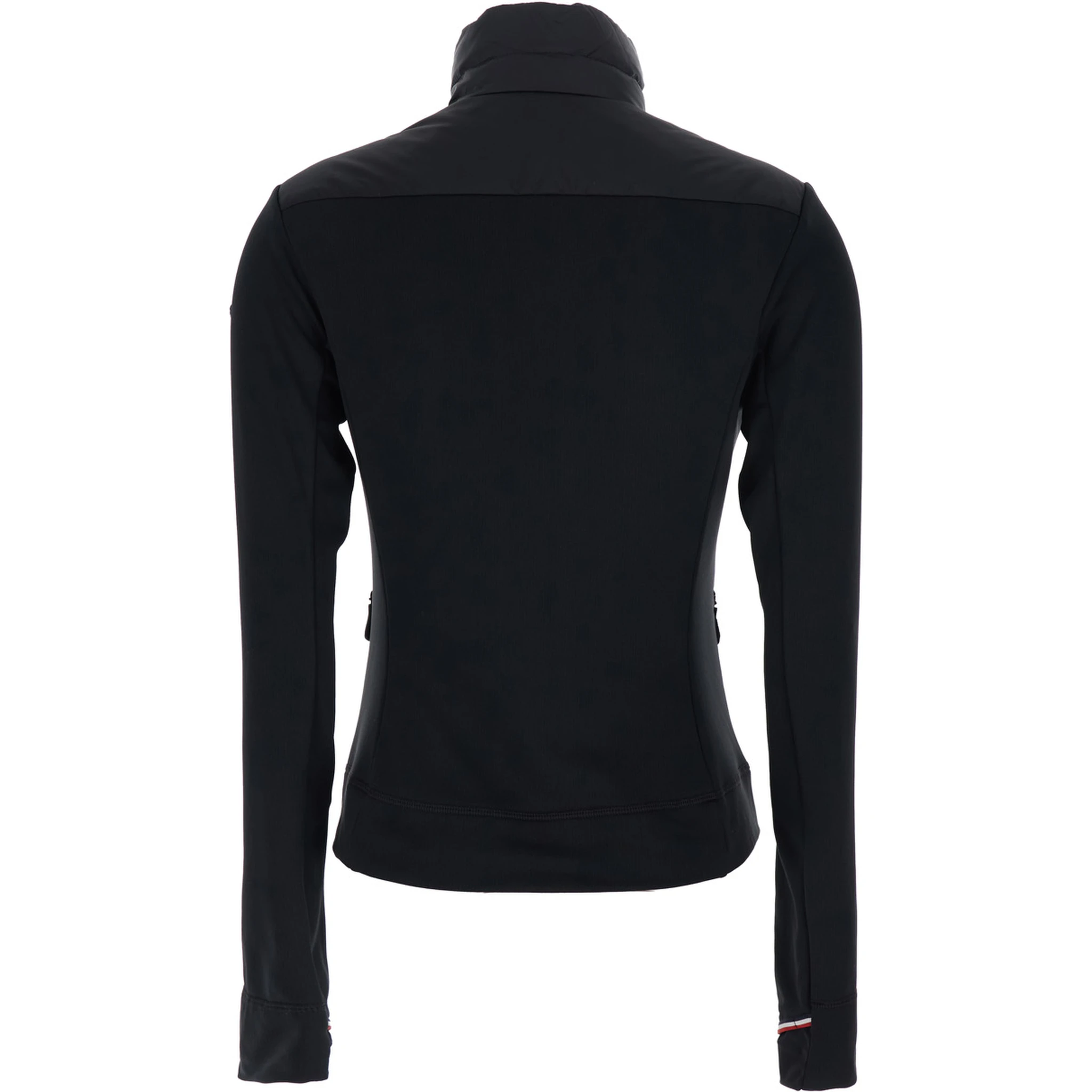 Black Jacket with High Neck and Logo Patch on the Sleeve in Tech Fabric Woman